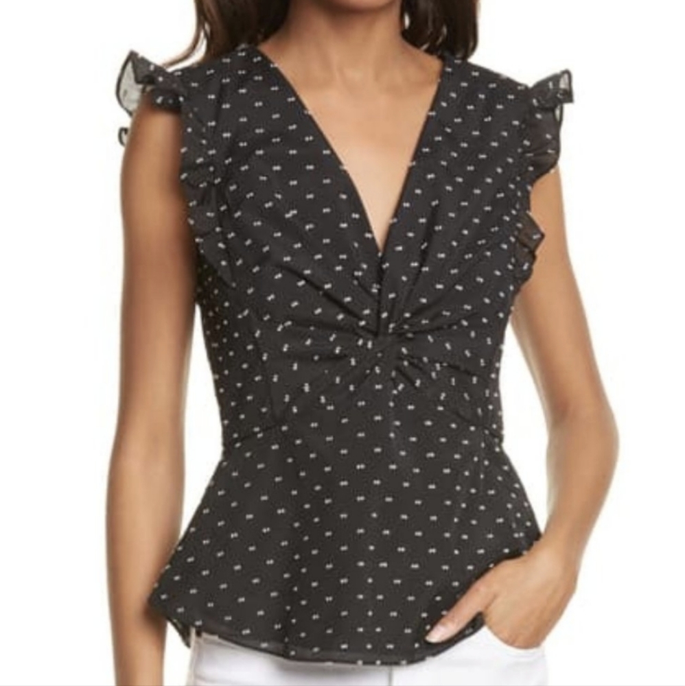Rebecca Taylor Bird's Eye Dot Sleeveless Top Sz 8
